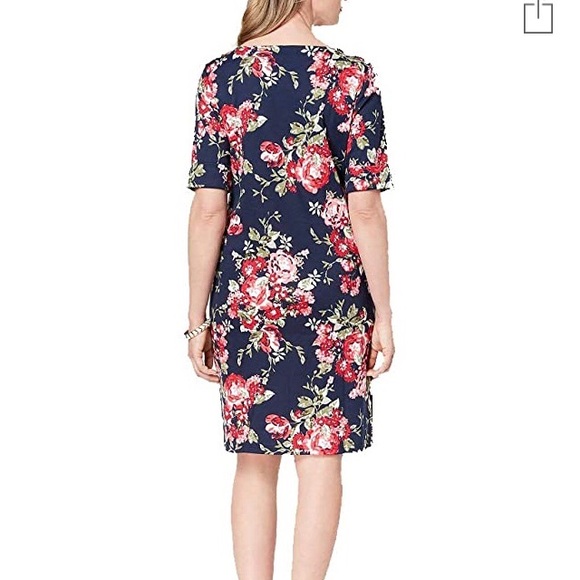 Karen Scott Intrepid Blue Floral Shift Dress NWT - Picture 2 of 8